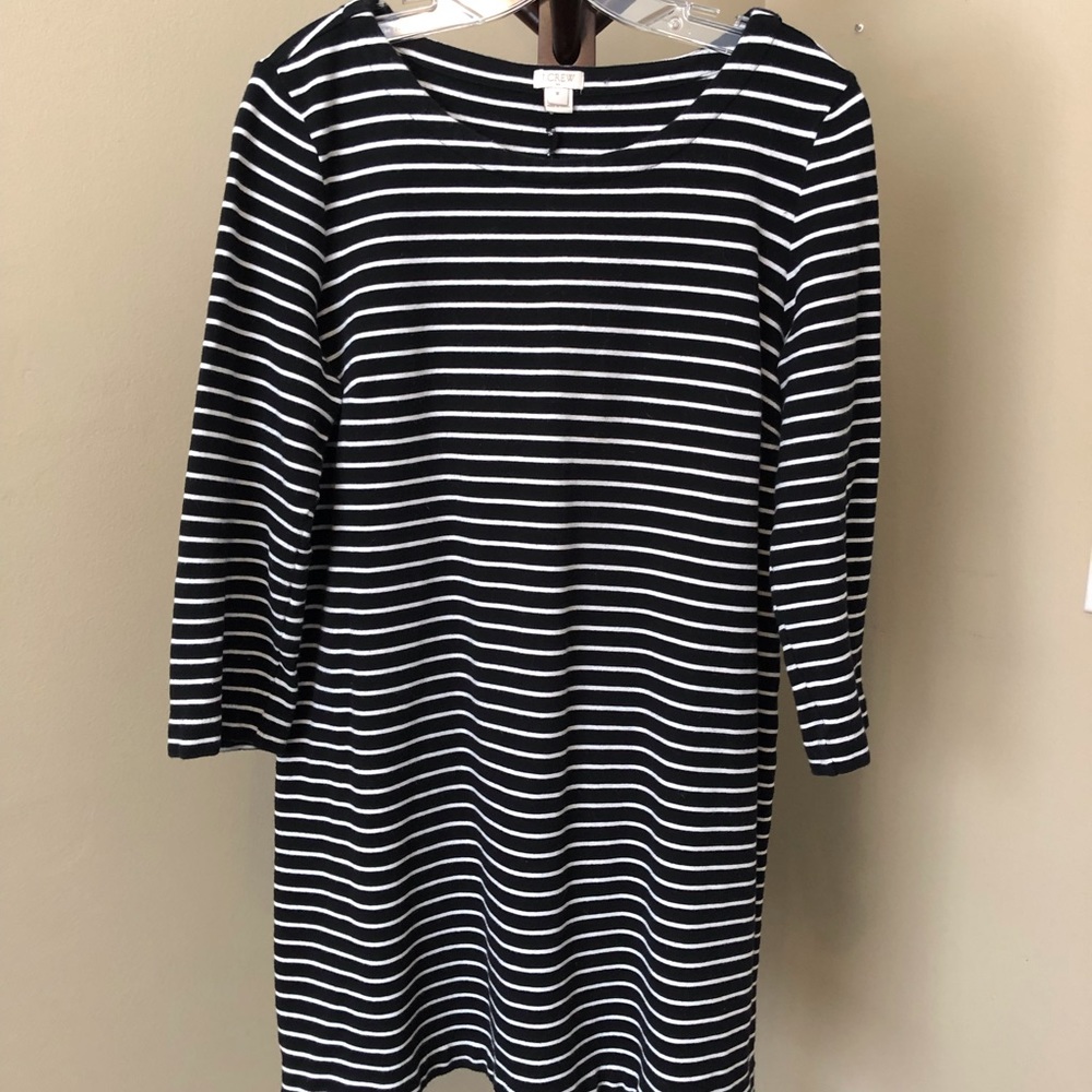 J Crew black and white striped dress M